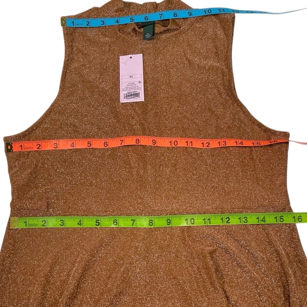 NEW Wild Fable XL Copper Metallic Mock Neck Sleeveless Mini‎ Dress Party Glam - Picture 4 of 7